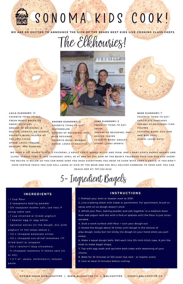 5-ingredient 15-minute bagels with Sonoma KidsCookLIVE: the Elkhoury kids 